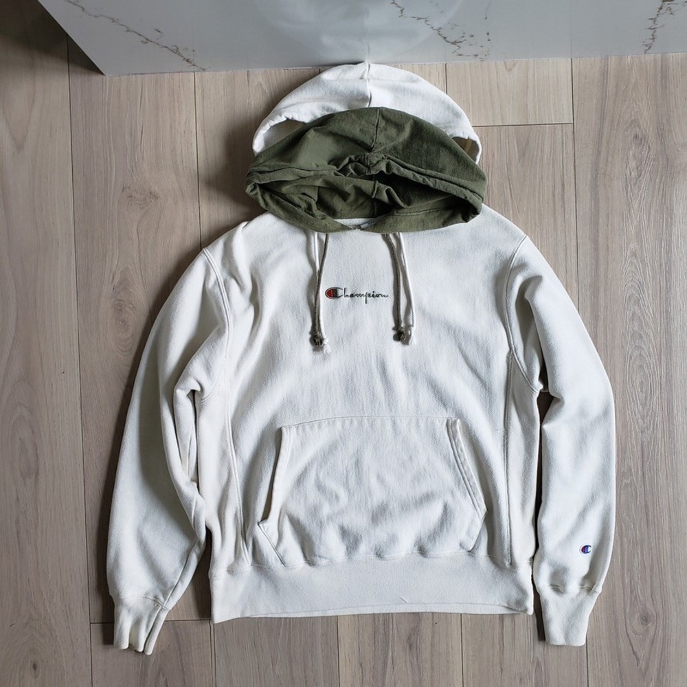 Champion Sweater Mens Medium Green Heavyweight Reverse Weave Hoodie Sweatshirt